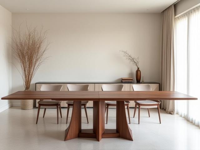 家族が集う広々としたウォールナット製ダイニングテーブル