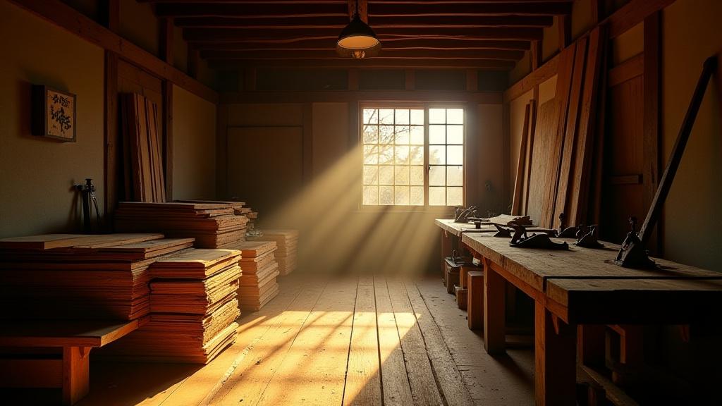 歴史を感じさせるSumire Worksの初期工房の様子