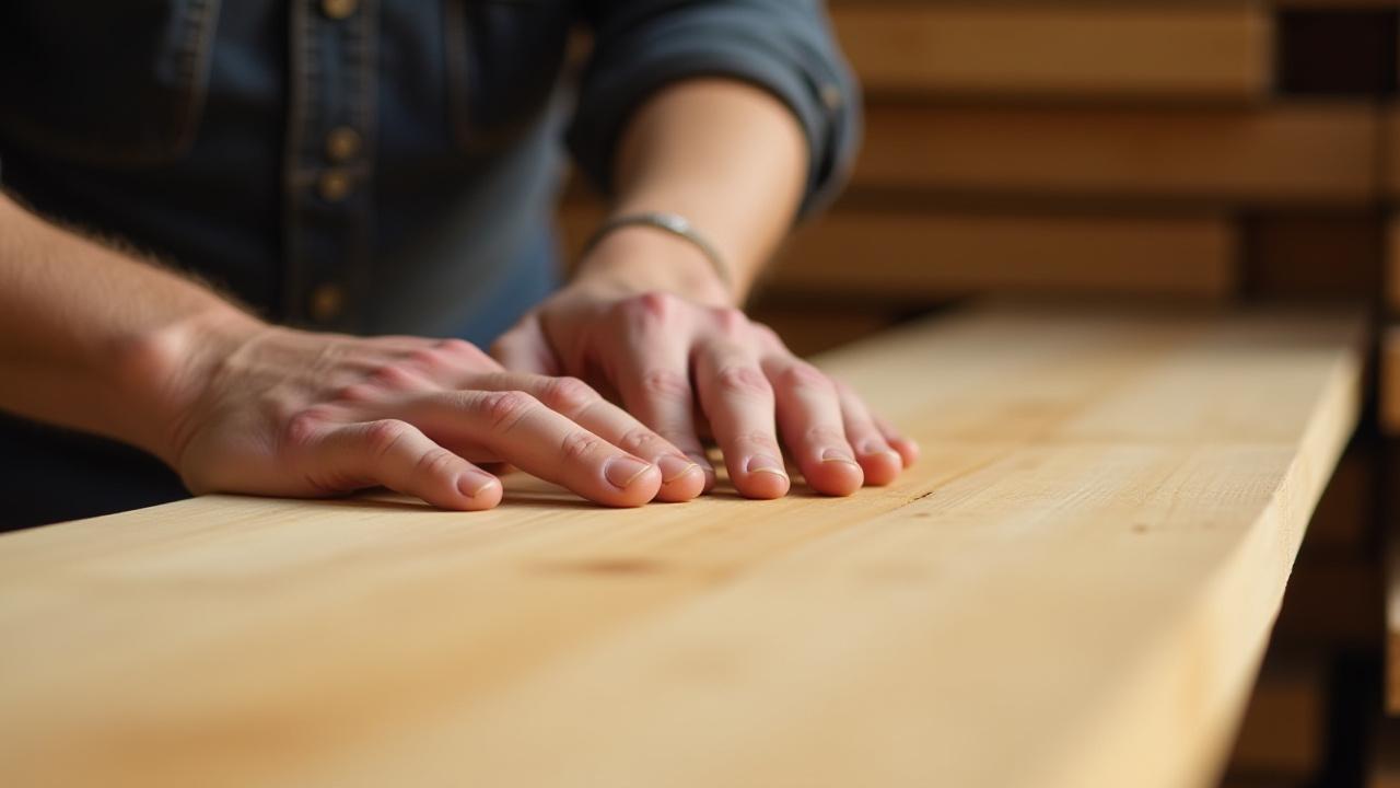 熟練の職人が木材を厳選する様子