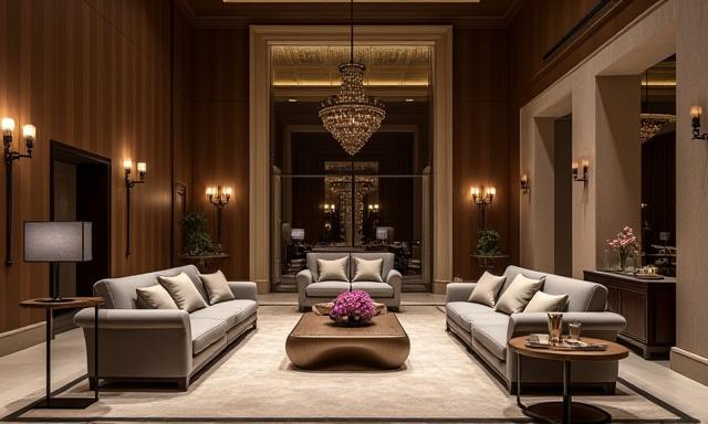 高級ホテルロビーに設置された特注家具