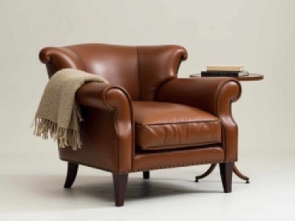 上質な革張りのアームチェアの制作事例