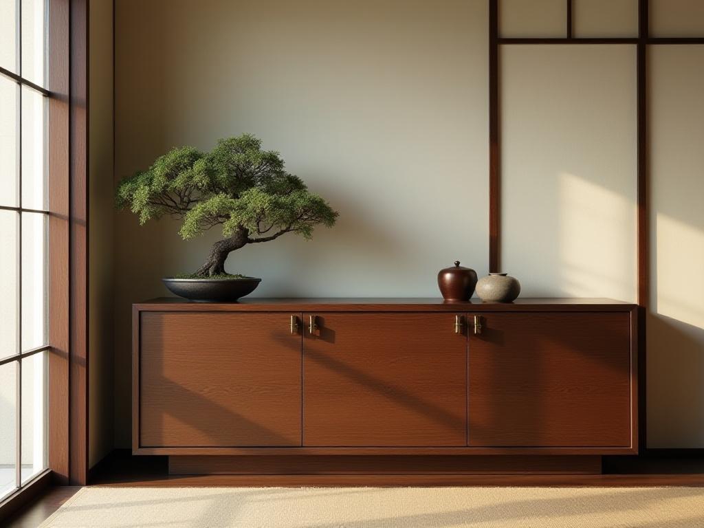 和モダンのリビングに合う木製キャビネットの制作事例